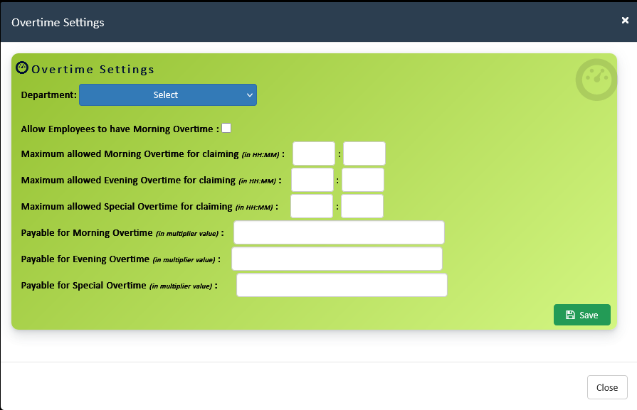 Department Specific Overtime
